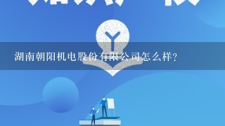 湖南朝阳机电股份有限公司怎么样？